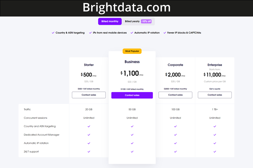 Brightdata Mobile Pricing