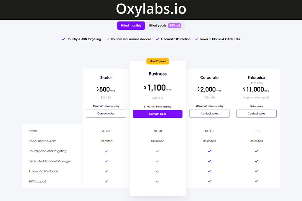 Oxylabs Mobile Pricing